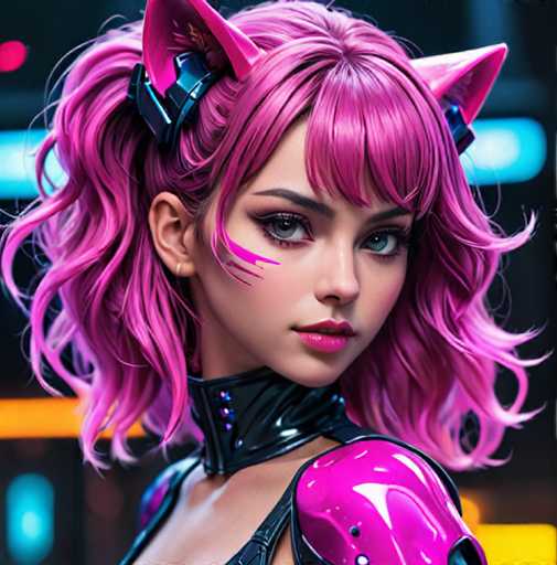 Cyberpunk cat girl portraits