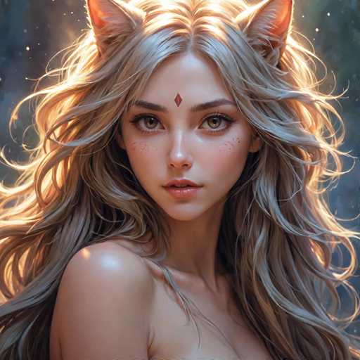 The image shows a close-up portrait of a woman with long blonde hair and striking green eyes. The woman is wearing minimal makeup, giving her a natural look that enhances her features. She has a serious expression on her face as she gazes directly into the camera.