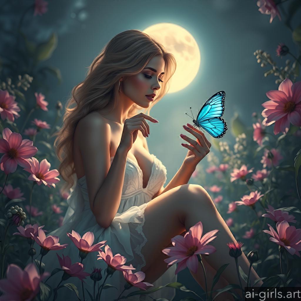 Woman holding a butterfly