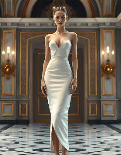 Girl in sheath wedding dress