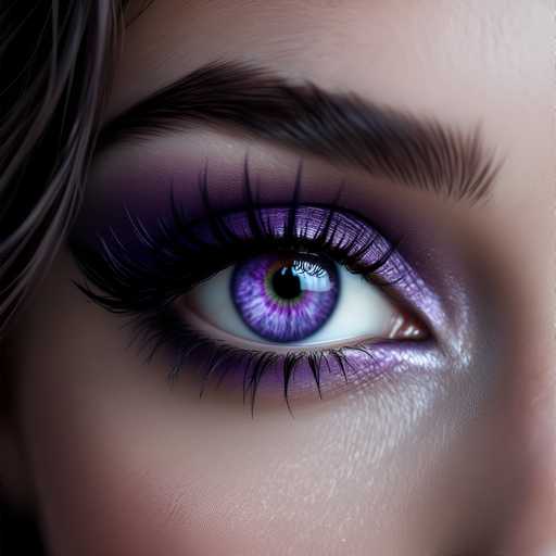 The image shows a close-up view of an eye with striking purple eyeliner and mascara. The eye is the central focus of the image, drawing attention to its vibrant color. The background is intentionally blurred out, placing the emphasis on the eye and its makeup.
