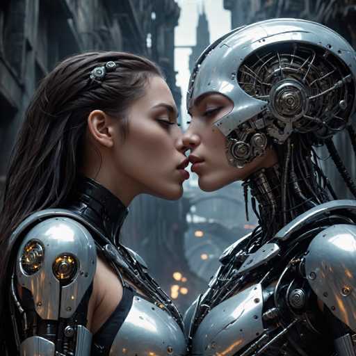 The image shows two women dressed in futuristic silver armor standing side by side on a city street at night. The woman on the left is wearing a helmet with a large visor and has her hair styled in braids. The other woman is also wearing a helmet but without any visible visor or braids, and she has long dark hair that falls over her shoulders.