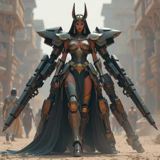 A woman dressed as a medieval queen with gold armor and a long black dress is walking through an old city street lined with buildings on both sides of the road.